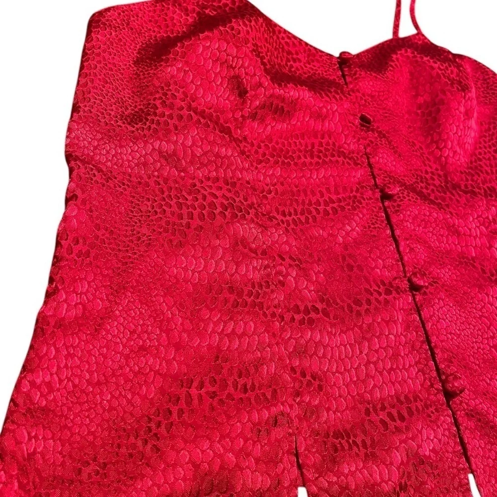 2 pc Valerie Stevens Metallic Red Animal Print Camisole Short Pajama Set Size S - Picture 4 of 11